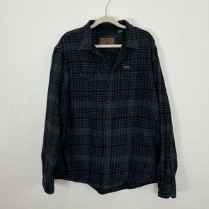 Orvis Mens Plaid Long Sleeve Button Up Flannel Shirt w/Side Pockets Size XL